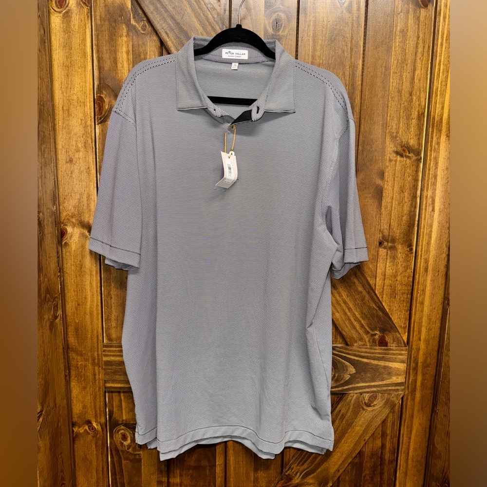 NEW! Peter Millar crown sport Jubilee Stripe Performance, golf polo XL